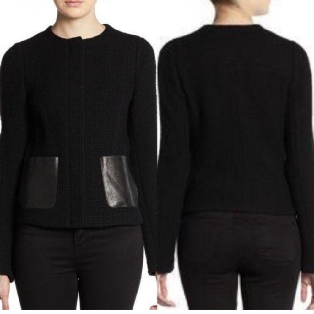 🧥Vince wool basket weave leather zip moto jacket ❤️ - Picture 3 of 9